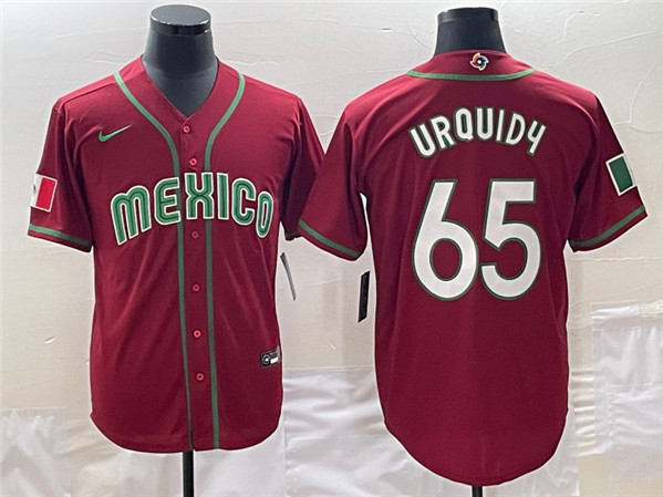 Men's Mexico Baseball #65 Giovanny Gallegos 2023 Red World Baseball Classic Stitched Jersey